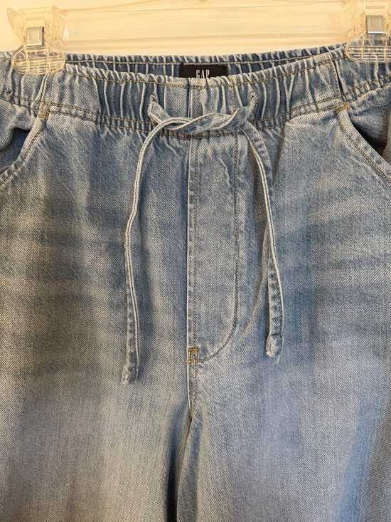 Gap Horseshoe Barrel Wide-Leg Drawstring Light Blue Denim Jeans for Women - Picture 4 of 6
